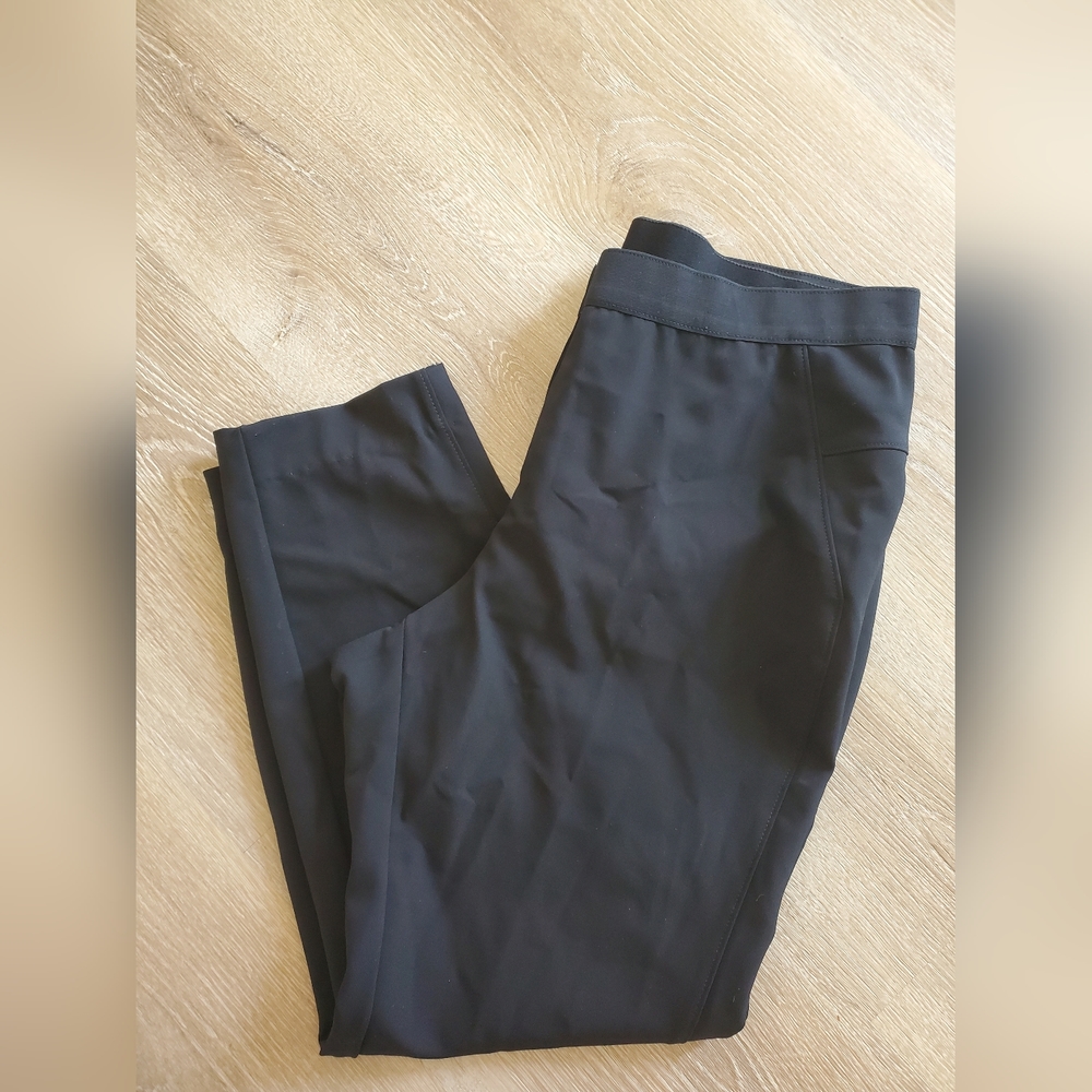 Lafayette 148 Straight Wide Leg Trouser Pants Size 12 Black Highwaisted